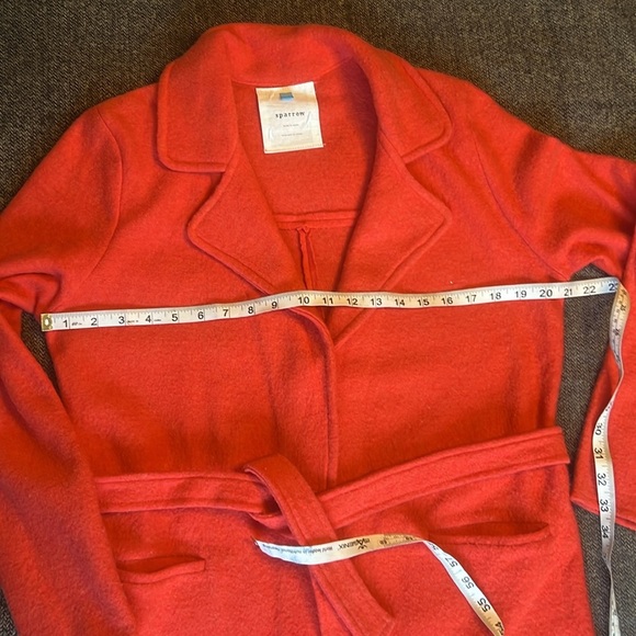 Anthropologie sparrow 100% Wool Coral Knit Belted Blazer sz S - Picture 7 of 11